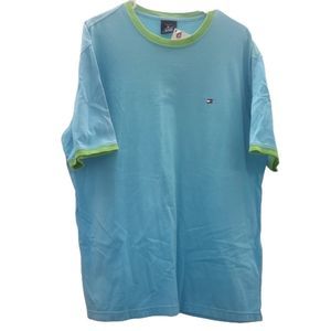 TOMMY HILFIGER Blue Vintage Ringer  Stitched Short-Sleeve T-shirt Size Large